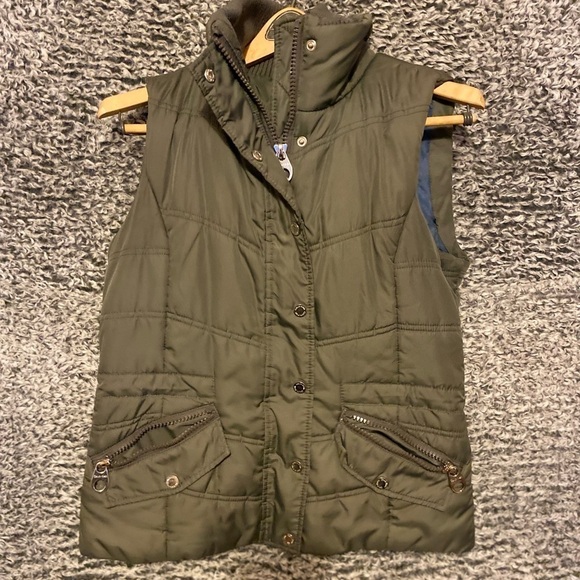 Calvin Klein Women's Small Sleeveless Puffer Jacket Green Full Zip 2 Pocket - Picture 6 of 10